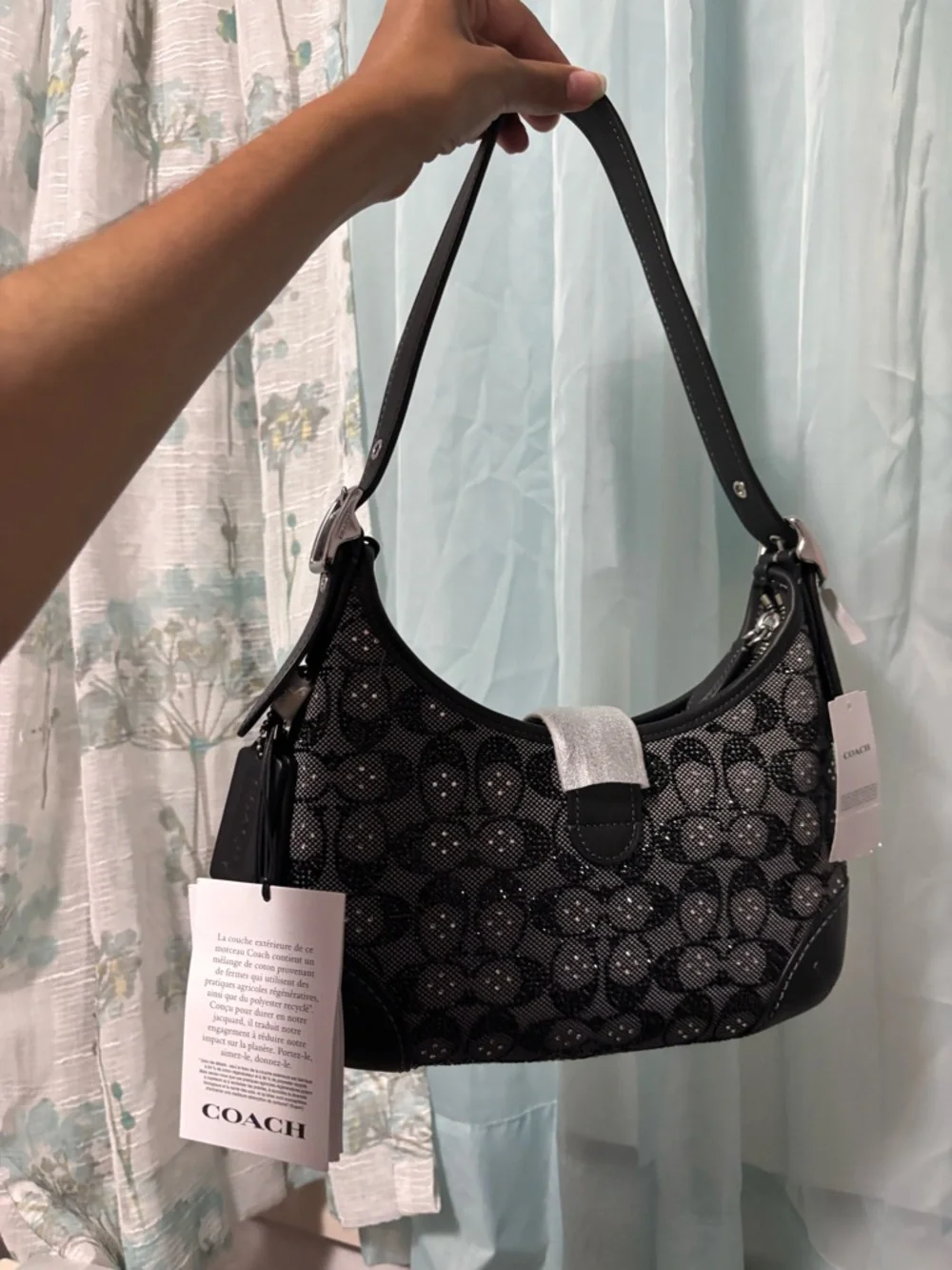 Coach Black Crystal Hampton Hobo Bag